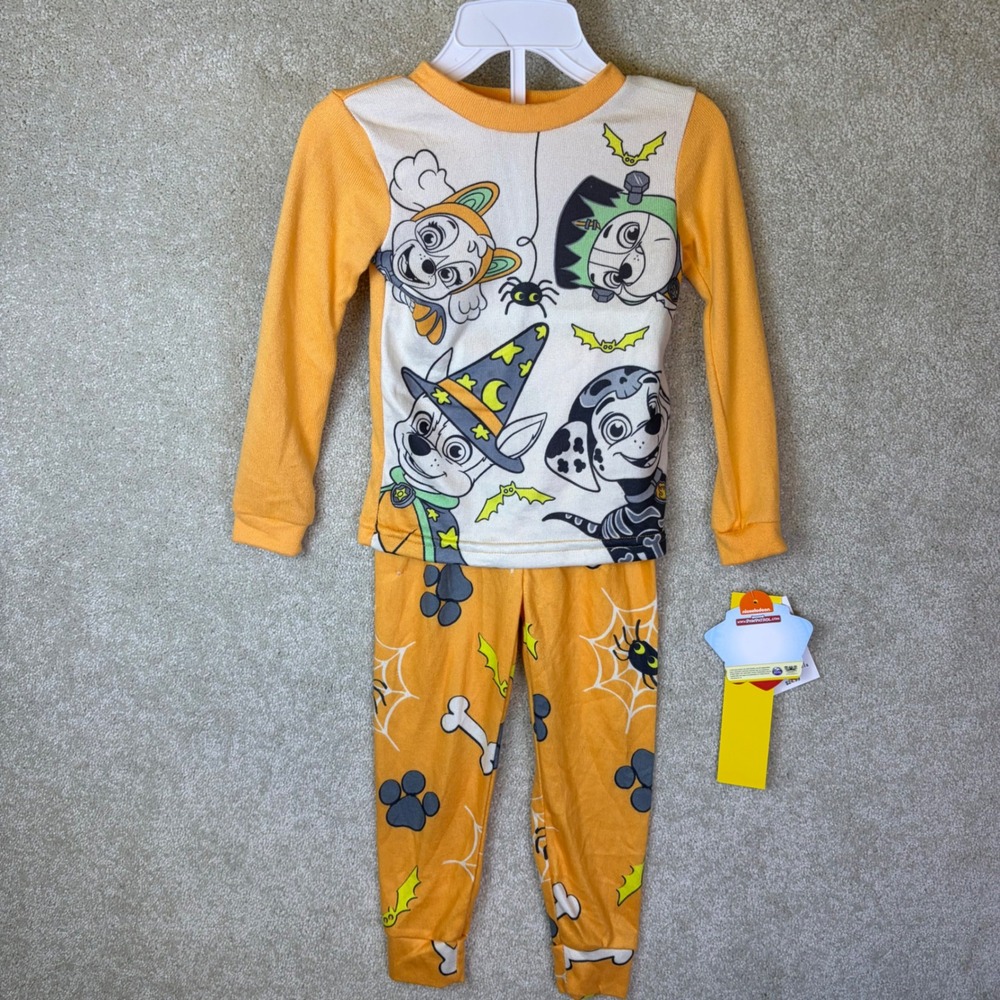 PAW Patrol Pajama Set Toddler 3T Orange Halloween Spooky Characters 2 Piece NEW